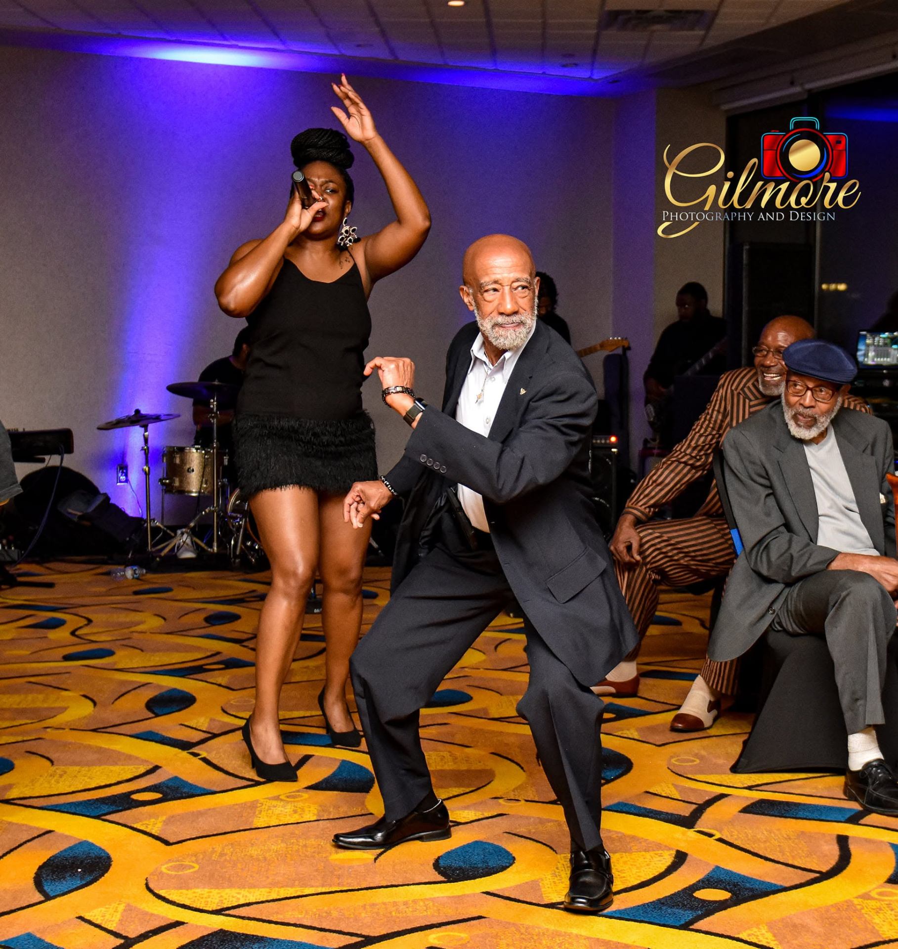 Couple dancing at event